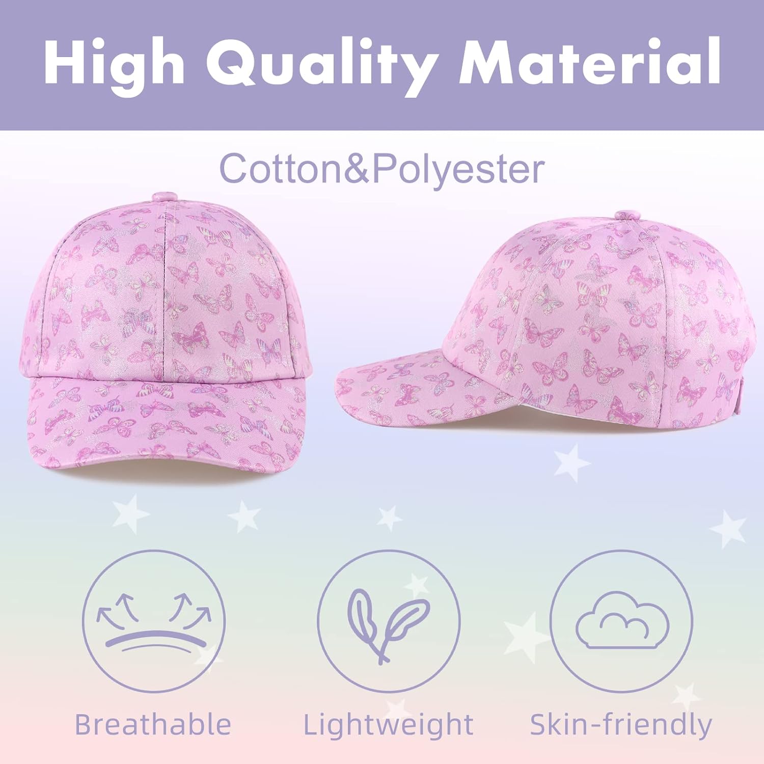 Girls Baseball Cap Kids Cute Sun Hat Adjustable Trucker Hats Toddler Rainbow Floral Ponytail Caps Spring Summer - Image 2