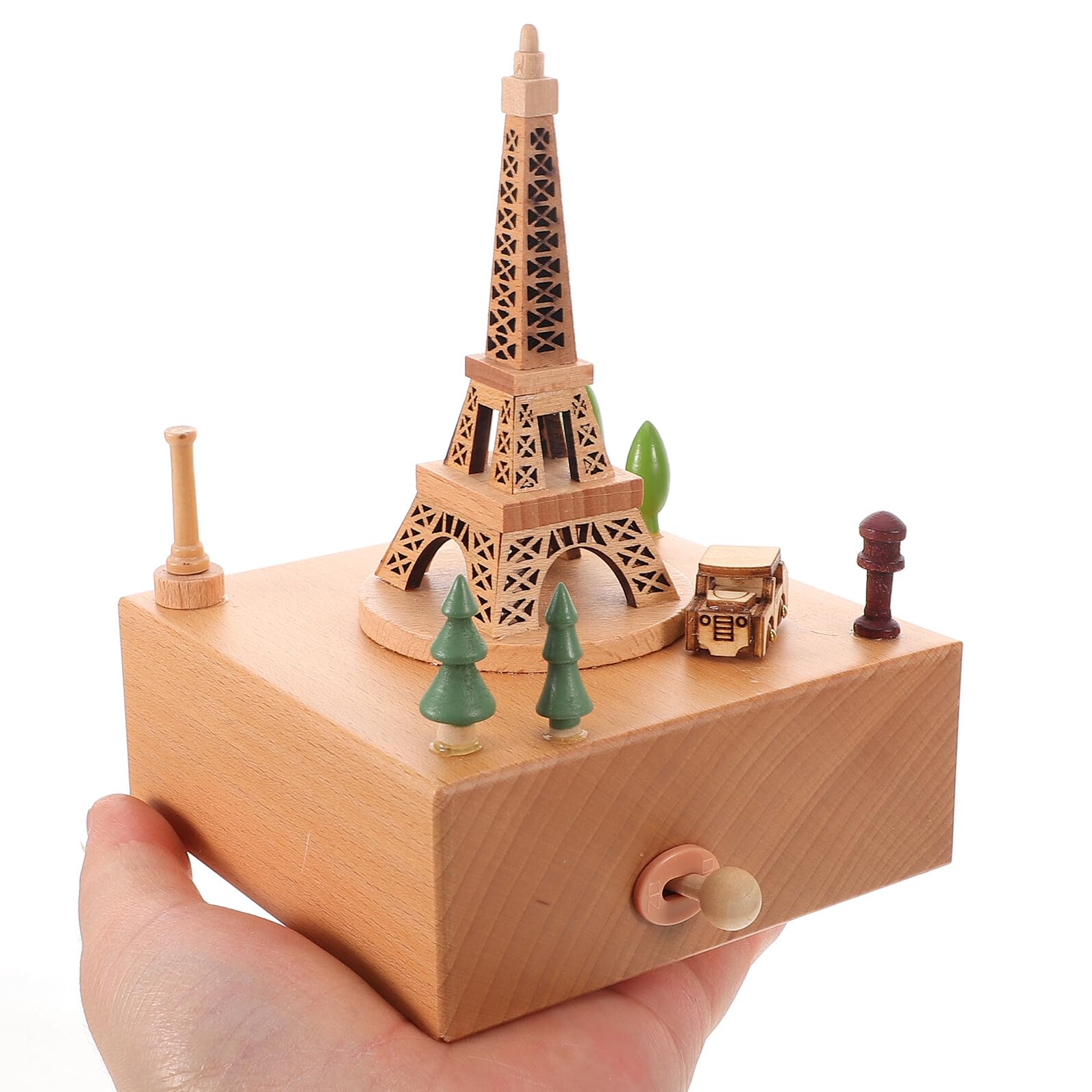 Baluue Caja de Música de Madera con Diseño Torre Eiffel Carrusel Musical para Niñas Adorno Decorativo para Dormitorio Obsequio Infantil para Cumpleaños y San Valentín Melodías