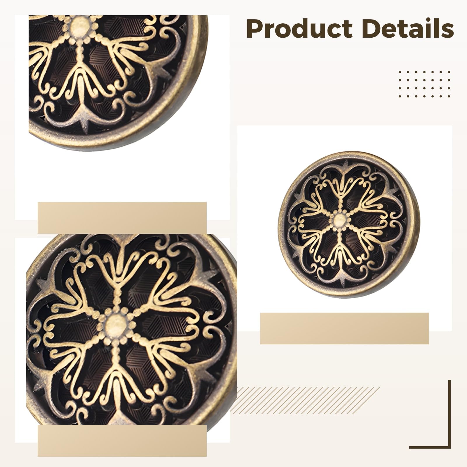 20 Stk. goldene Metall-Nähknöpfe, 1 Zoll, mit feinen Mustern und klassischem Runddesign, für Kleidung, Mäntel und Jacken, kupferfarben, Set für Näharbeiten und DIY-Projekte