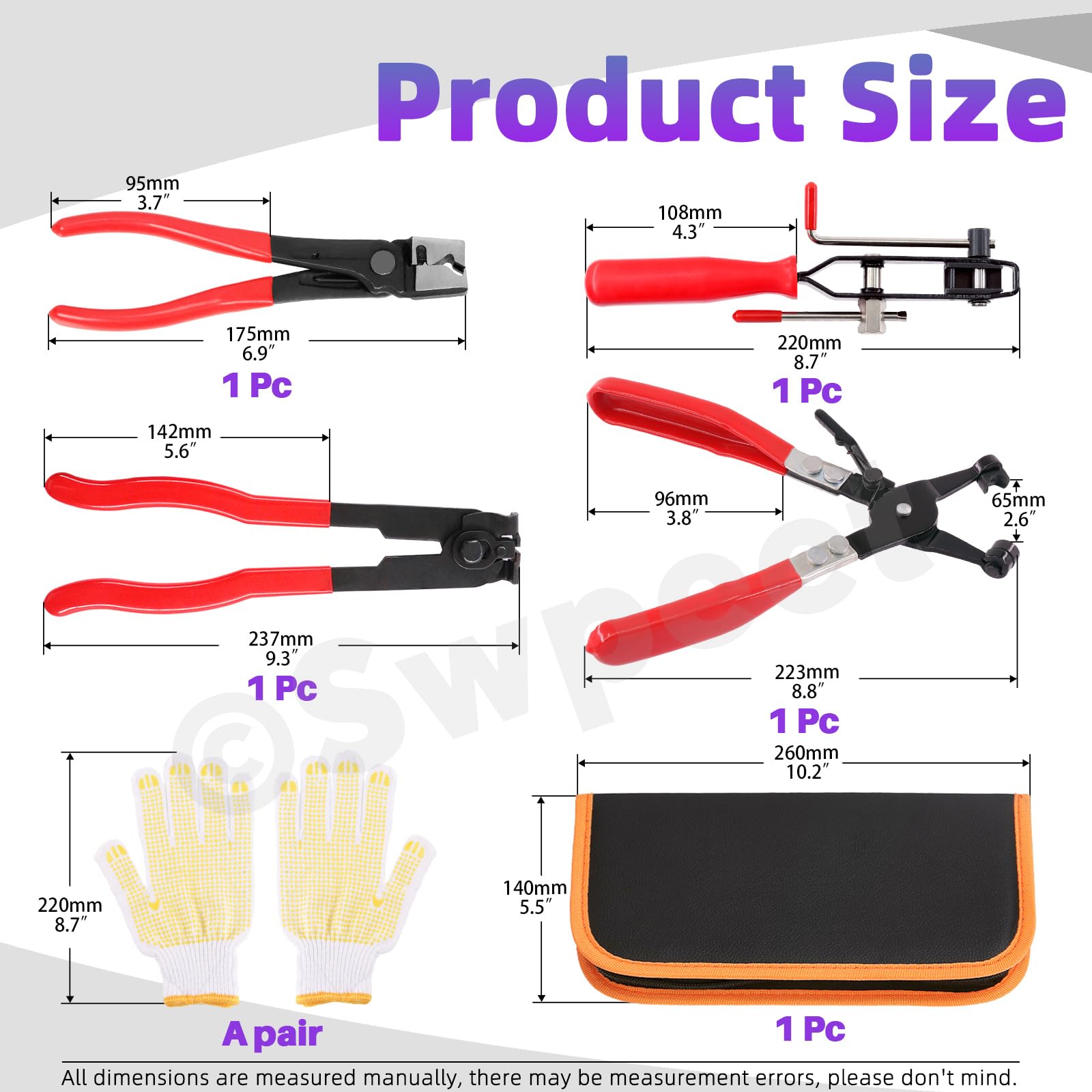 Swpeet 5Pcs 4Types CV Joint Boot Clamp Pliers, Hose Clamp Pliers, ATV CV Axle Boot Clamp Plier - Image 2
