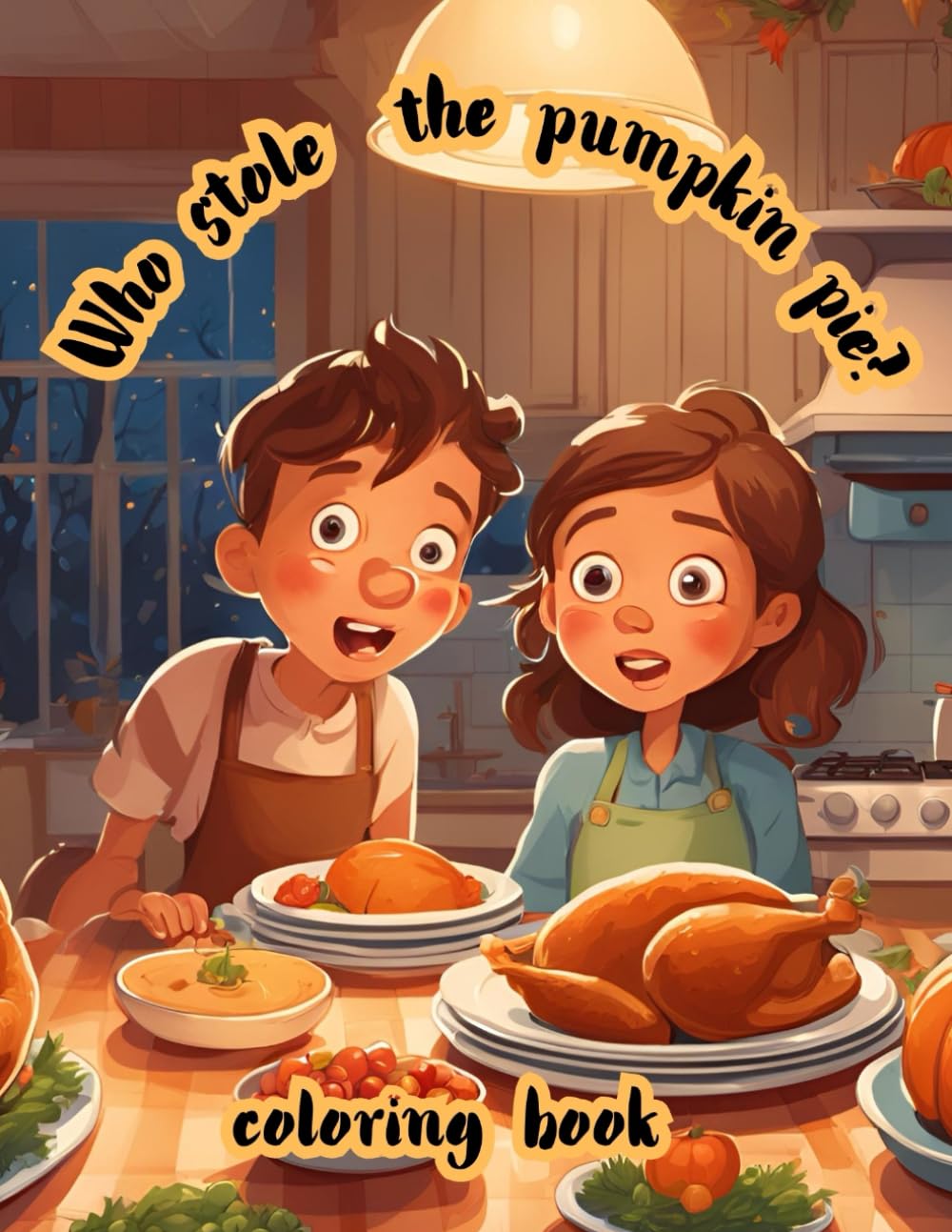 Who stole the pumpkin pie?: Thanksgiving coloring book