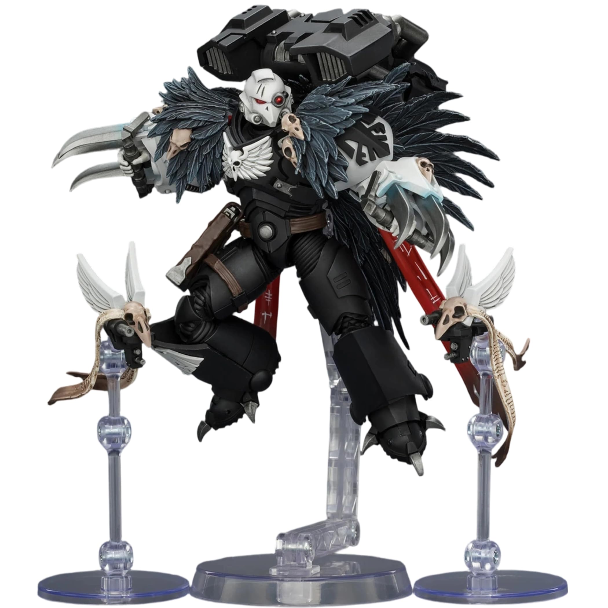 JOYTOY Warhammer 40K 1/18 Action Figures Raven Guard Chapter Master Aethon Shaan with Claws of Severax and Heavy Bolt Pistol 4.9Inch Artifacts Display Base,Desktop Decoration and Gift