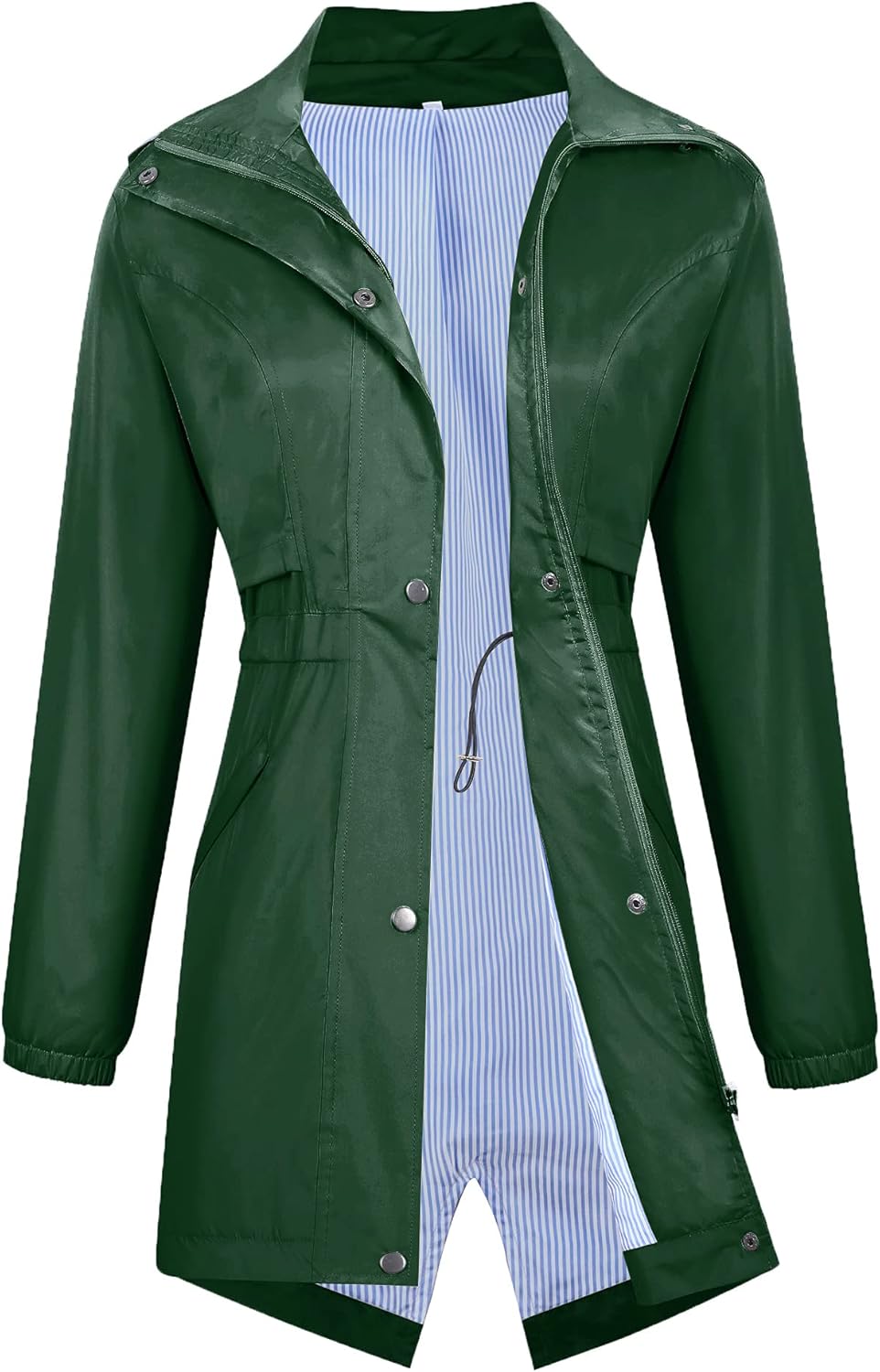 Avoogue Womens Raincoats Waterproof Cinch Waist Breathable All Weather Jacket Long - Image 4