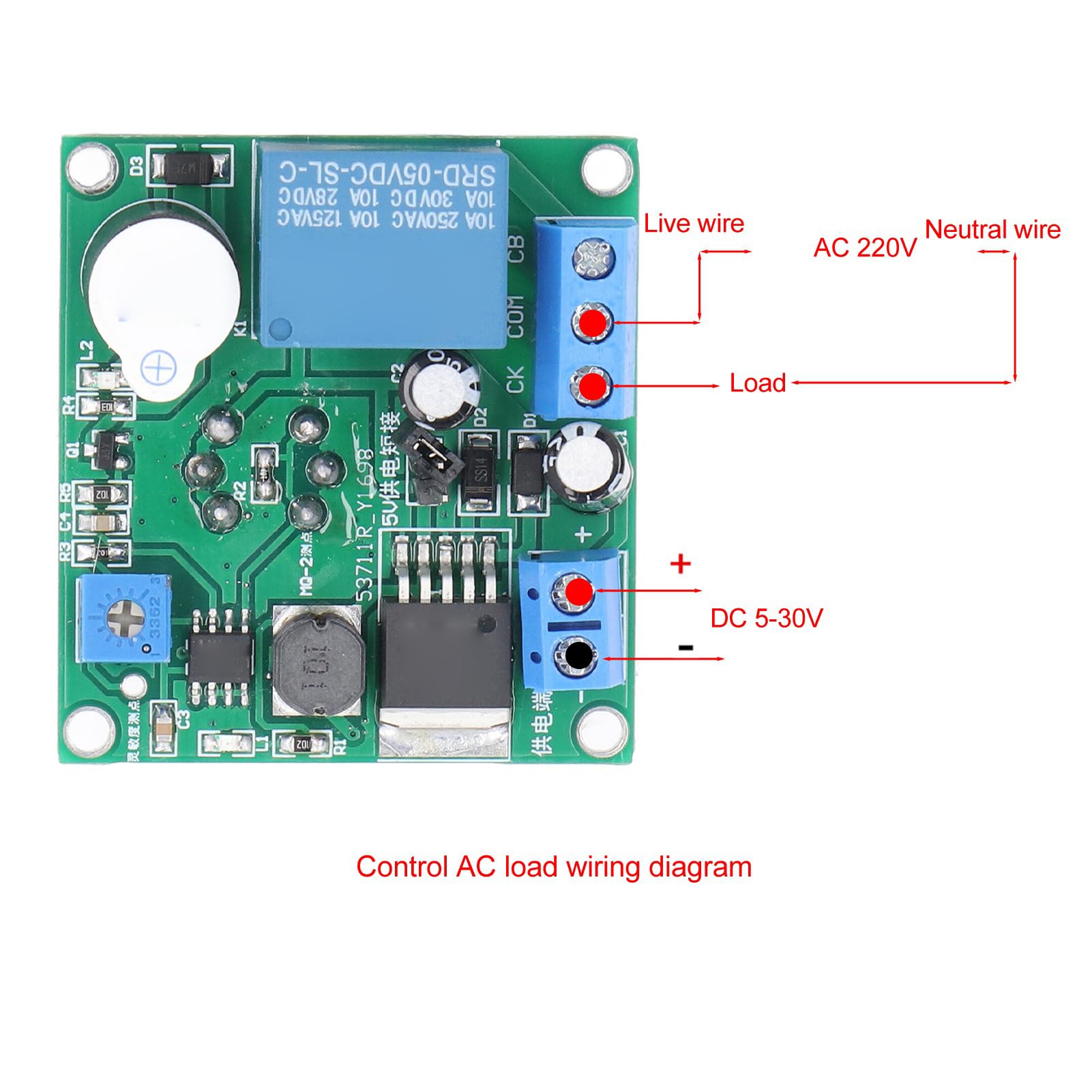 Module D'alarme de Détecteur de Fumée PVC, Capteur de Détection D'alarme Sonore et Lumineuse, Module de Relais, Contrôleur de Commutateur pour Cuisine, Hôtel, Entrepôt DC5-30V
