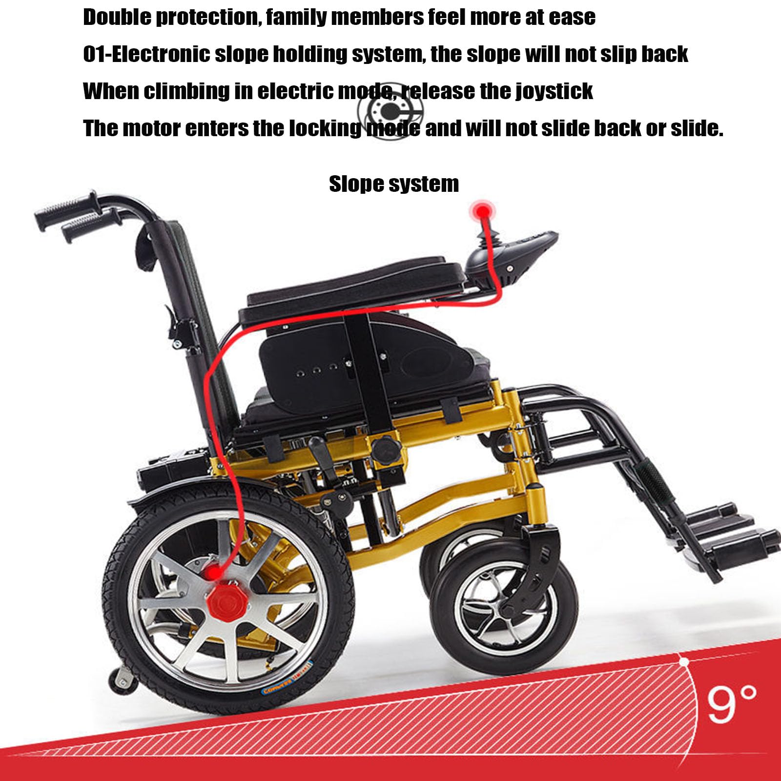 Sedia a rotelle elettrica, Sedia a rotelle elettrica Pieghevole Leggera con Schienale Alto e reclinazione Completa, 250 W*2, Portata 120 kg, per Adulti e Anziani