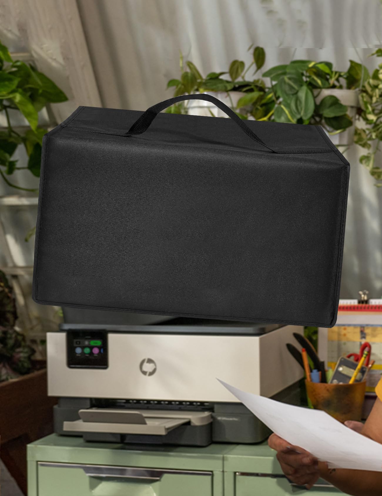 Printer Dust Cover Phone Printer Cover Dustproof Anti-Static Nylon Lid for HP Officejet Pro 9125e/8139e/8135e/8015e Wireless Color All-in-One Inkjet Printers (Black)