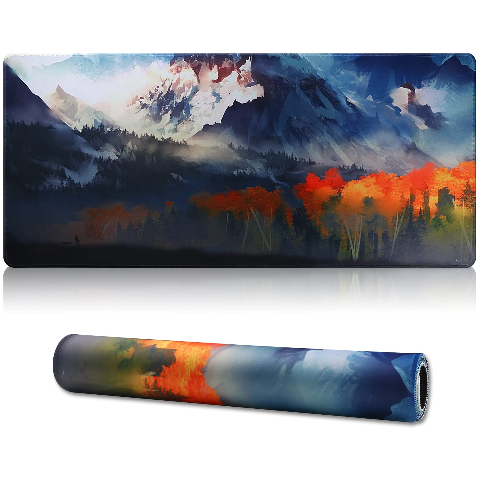 Jahosin XXL Gaming Mouse Mat, Extended Mouse Pad Stitched Edges 2MM Non-slip Rubber Base 90x40cm Desk Pad for Gaming/Office/Bussiness-90x40 Moutain05