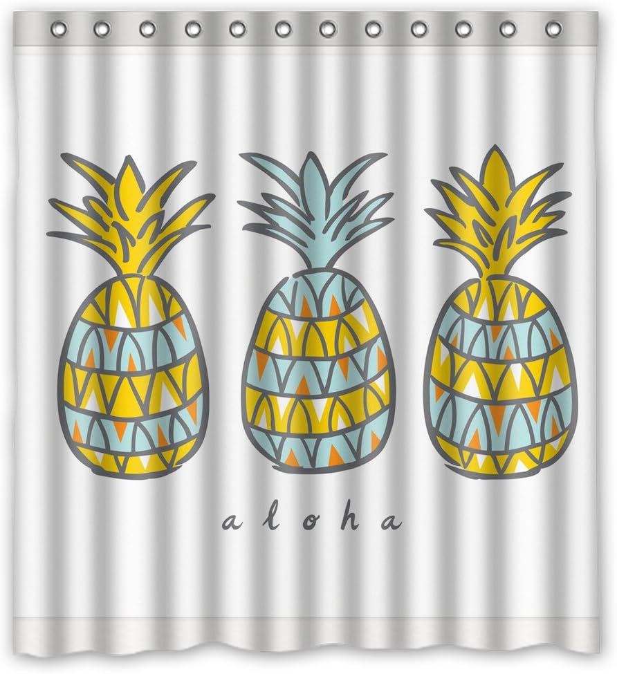Coustom Furit Print Pineapple Durable Antibacterial Waterproof Polyester Fabric Soft Shower Curtain Size 66"x72" - Multi -