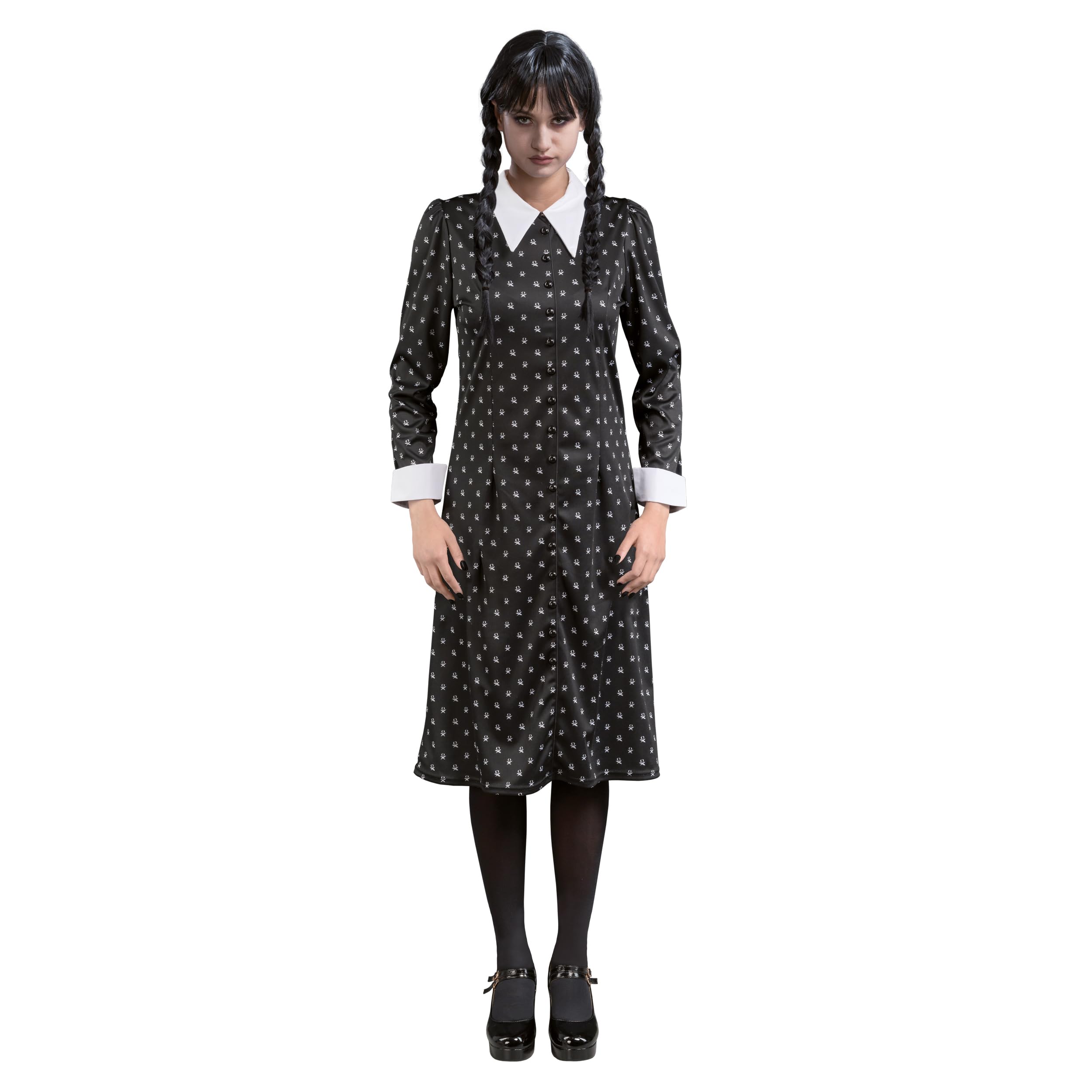 Chaks Kostüm Wednesday für Damen | Print Kleid Schwarz Weiß - Addams Family
