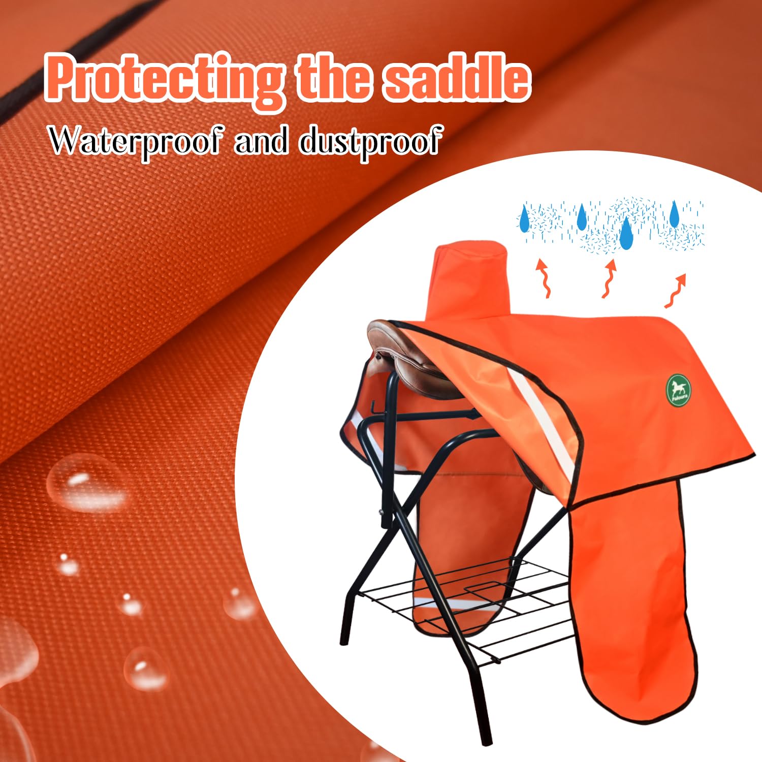 Housse de selle Western avec 6 sangles élastiques en tissu Oxford imperméable et indéchirable pour la plupart des selles de cheval de taille normale Bleu