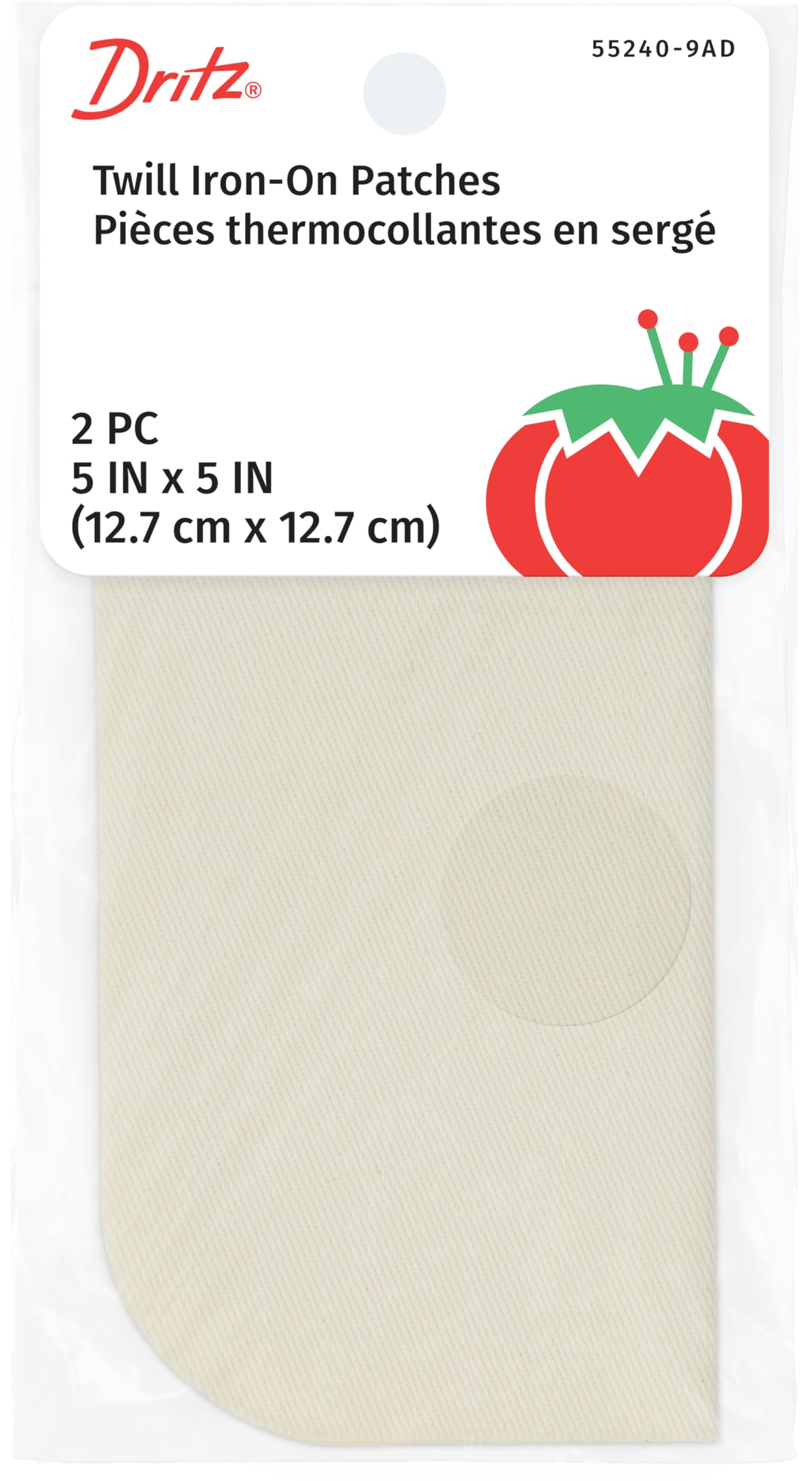 Écussons thermocollants en sergé Dritz 12,7x12,7 cm coloris pierre pour réparation de vêtements