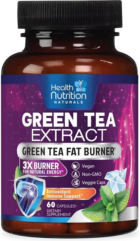 Health Nutrition Naturals – Suplemento de Chá Verde – 45% EGCG e 98% polifenóis – 60 cápsulas
