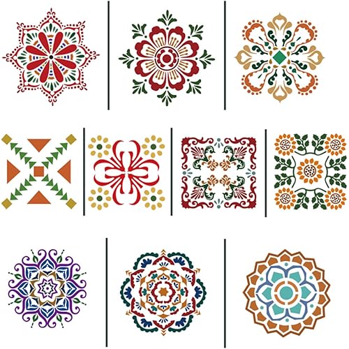 10Pcs Mandala Painting Stencil Art Stencils DIY Drawing Templates Home Decor Supplies Unlock Your Creativity 4"x4" BLC18-01