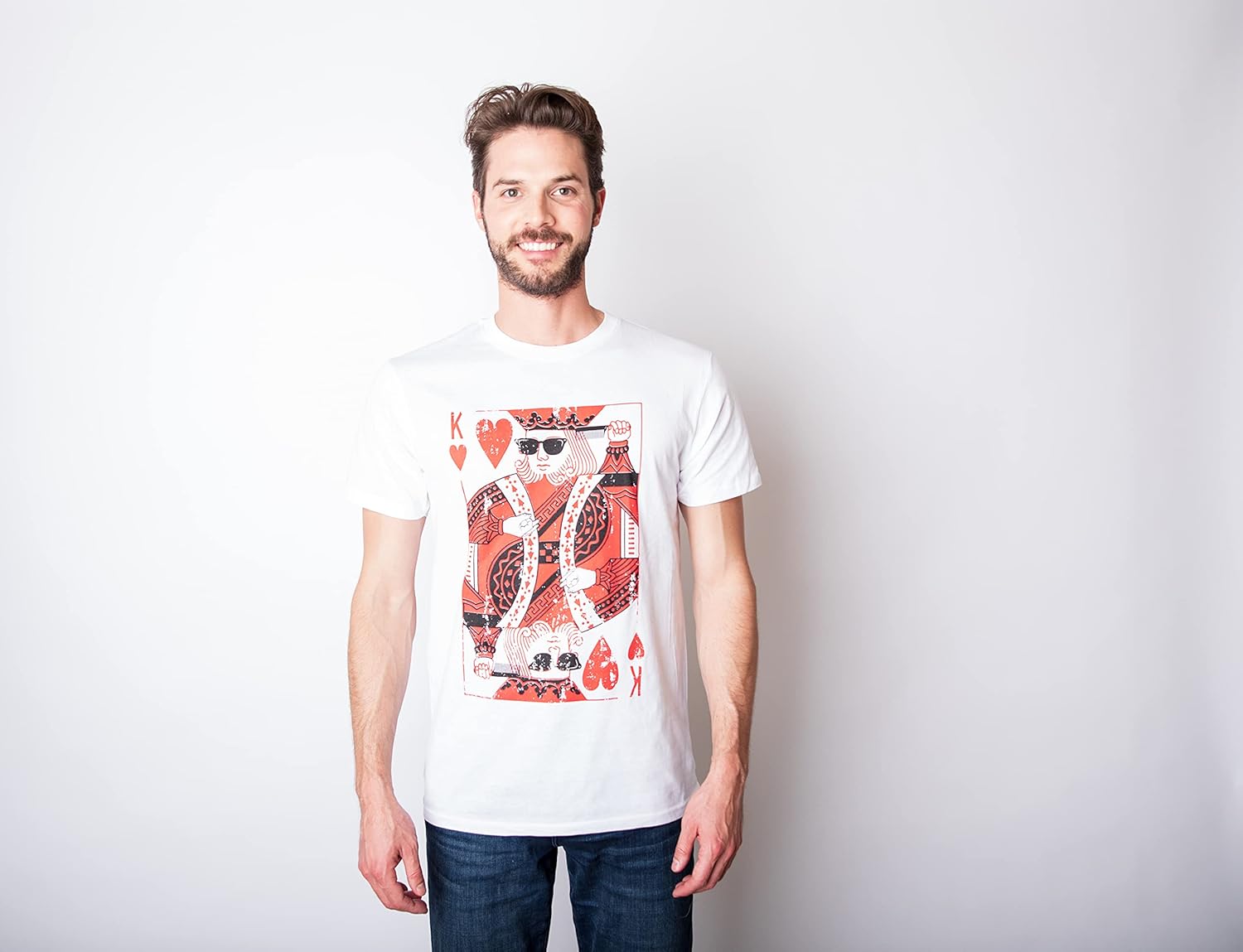 Mens King of Hearts T Shirt Cool Vintage Graphic Novelty Retro Tee for Guys - Image 4