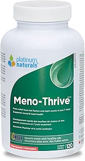 Platinum Naturals - Meno-Thrive, 120 Softgels - Hot Flashes and Night Sweats Supplements - Hot Flashes Menopause Relief for Women - Mood Support, Heart Health and Inflammation Supplements