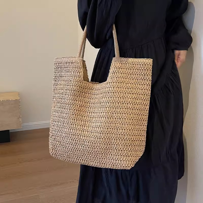 Bolso de playa tejido de paja para mujer verano miniatura 7