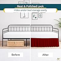 Vista 6 de Falda de cama con volantes con esquinas divididas para camas de día tres lados de cobertura, fácil ajuste, fabricada con microfibra cepillada