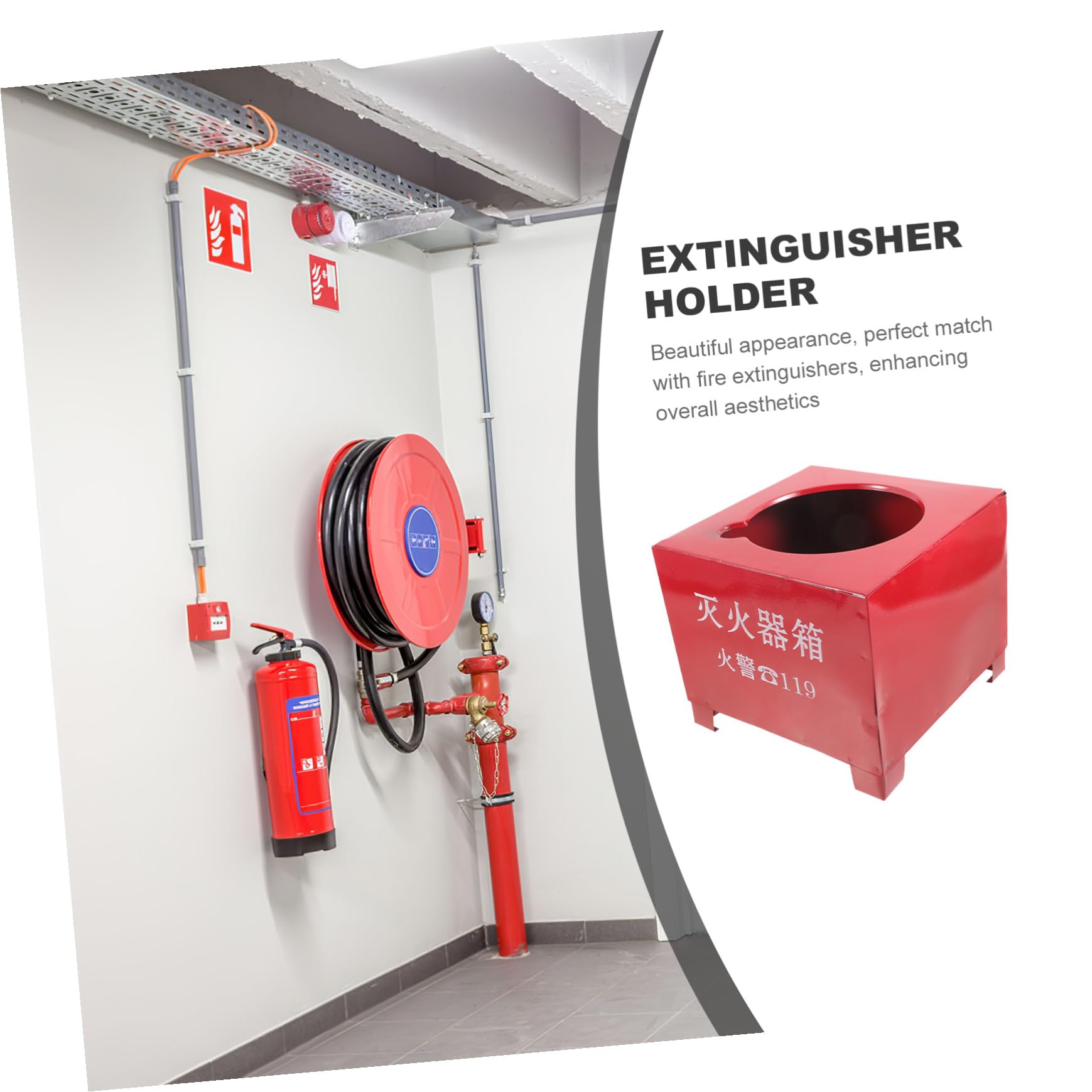 Beaupretty Soporte Práctica en de para Incendios de Hierro Extintor Rojo para 2-4kg, Base y Resistente para Montaje Adecuado Hogar