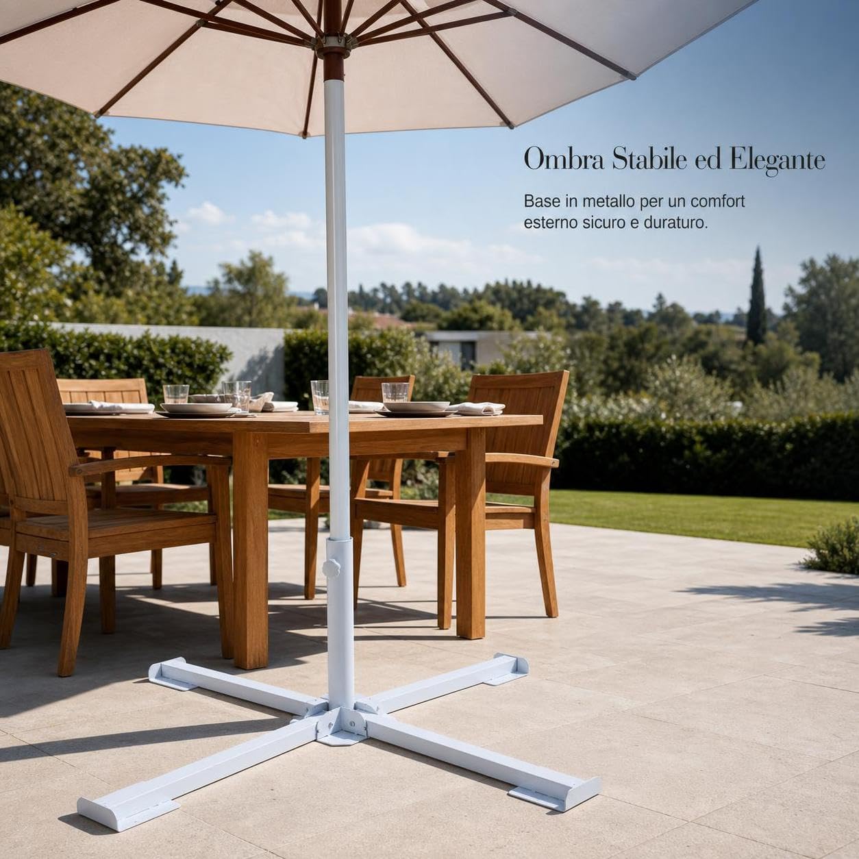 Base Ombrellone da Esterno Supporto Ombrello Piedistallo Parasole Piede Pieghevole a Croce in Acciaio Leggero 14kg Adatta a Terrazza Giardino Mercato Campeggio