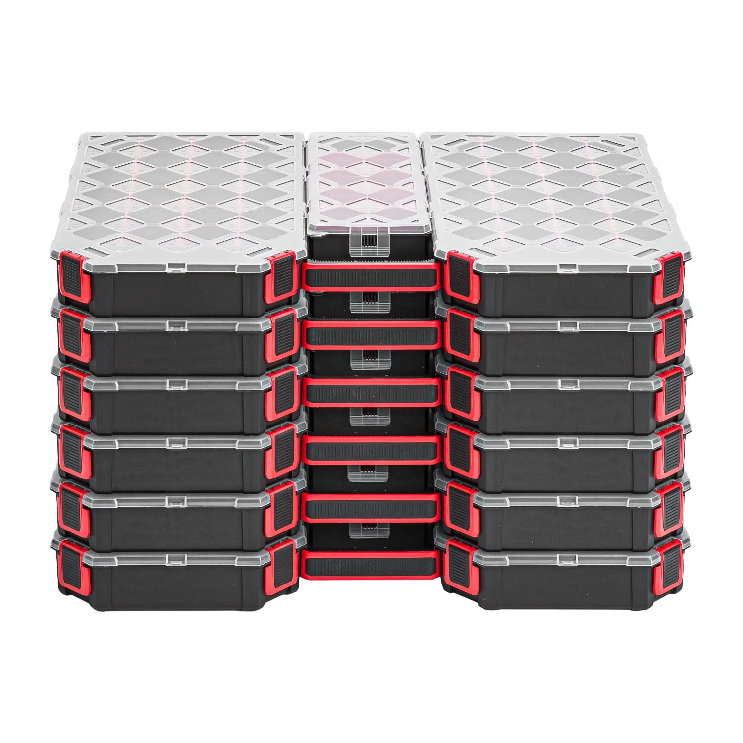 6 x modułowa skrzynka asortymentowa XXL – 390 x 577 x 60 mm – magazynek na małe części skrzynka do sortowania z przezroczystą pokrywką, walizka do sortowania, skrzynka na narzędzia, walizka asortymentowa, skrzynka z wyjmowanymi przegródkami