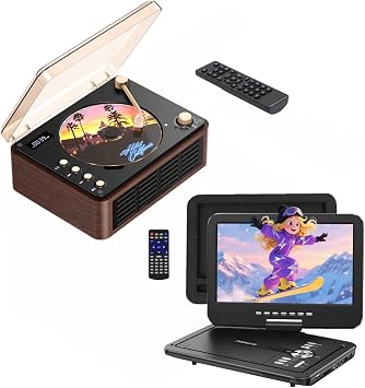 POFOTO CD Player and 12.5" Portable DVD Player Black