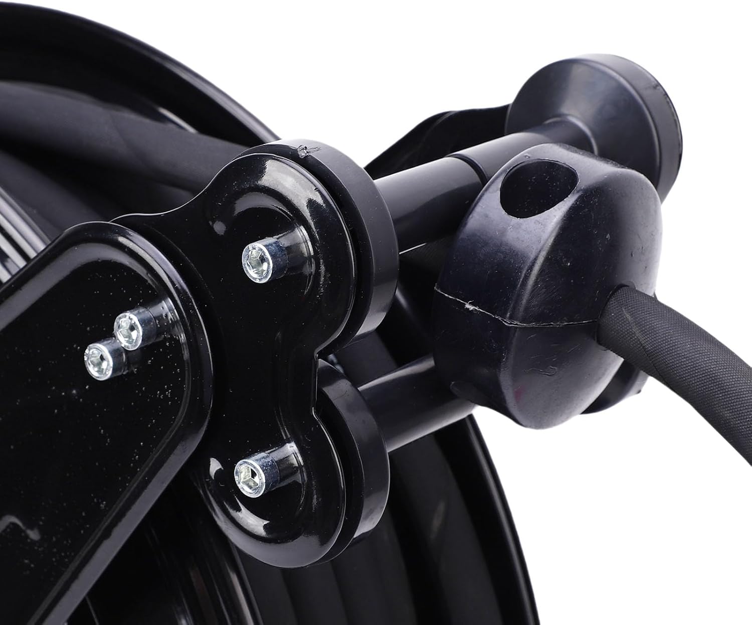 Diydeg Pressure Washer Hose Reel, 2 Arm 3/8inx49.21ft Retractable Power Washer Hose Reel with 49.21ft Hoses 4.9ft Wire and M22 Fitting, 4000 PSI, for Air Oil Water