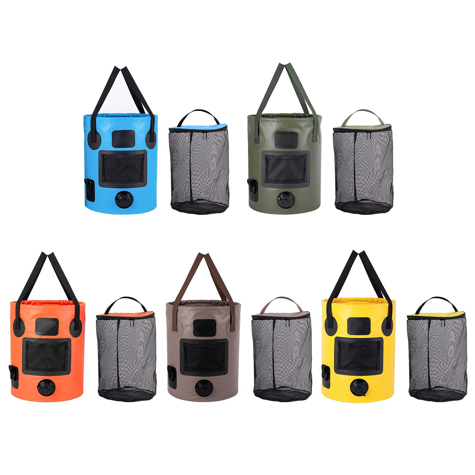 Seau pliable de grande capacité de 25 L pour camping, randonnée, pêche, excursions faciles à utiliser