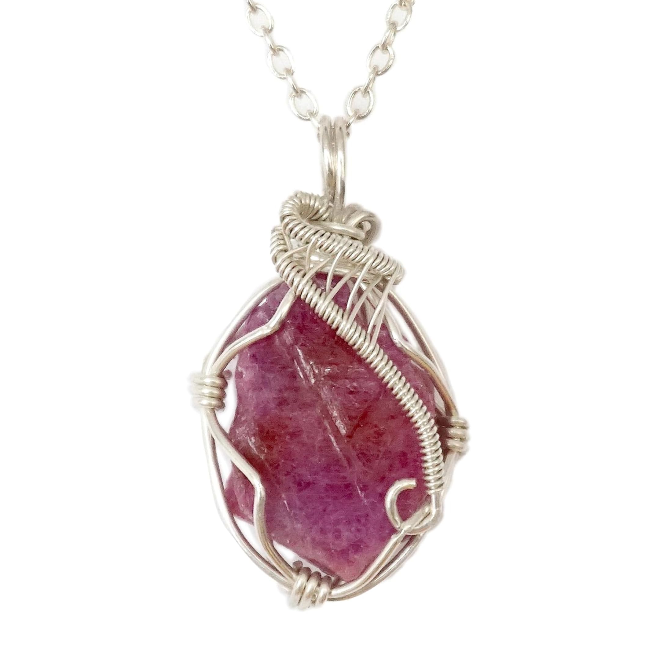 Handcrafted Raw Gemstone Necklace in Sterling Silver