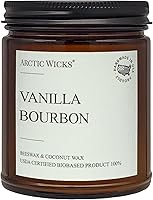 Arctic Wicks Vanilla Bourbon 9oz Coconut Beeswax Candle - Non-Toxic Scented Candle for Whiskey Lovers, USDA Biobased, 35-Hour Burn