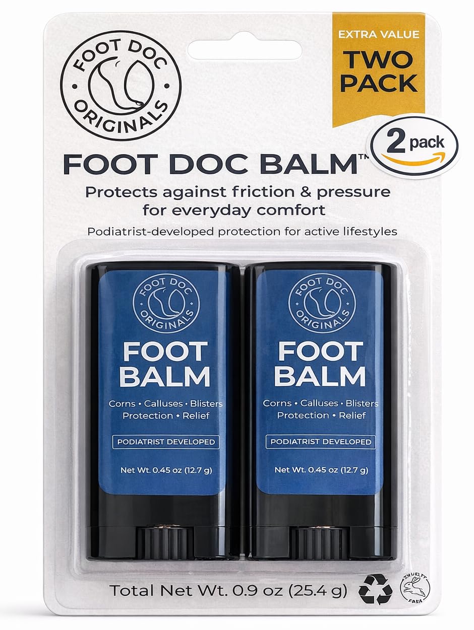 Foot Balm, Anti-Friction Protection for Blisters, Calluses & Pressure Relief, Podiatrist Developed, 2 Pack, 0.45 oz Each