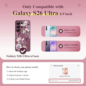 GVIEWIN for Samsung Galaxy S26 Ultra Case Compatible with MagSafe, Translucent Magnetic Phone Case with Screen Protector, Full Camera Protection, Floral Women Cover, Cherry Blossoms/Burgundy