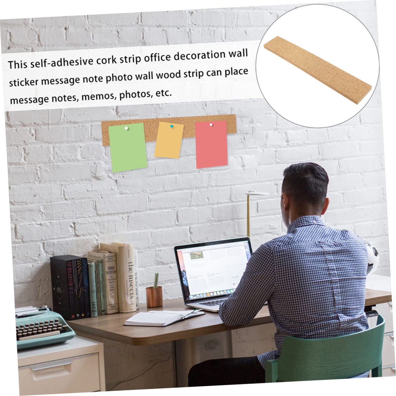 Gogogmee 4Pcs Self Adhesive Cork Strips for Photo Wall Decorative Bulletin Board Strips for Office and Home for Memos and Photos Stylish Wall Decoration Easy to Install