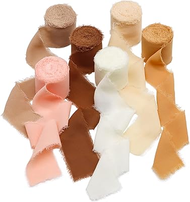 Sponsored Ad - Ribbon, 6 Rolls Chiffon Ribbon, 1.5 Inch x 6 Yard Ribbon for Gift Wrapping, Silk Ribbon Handmade Fringe for...