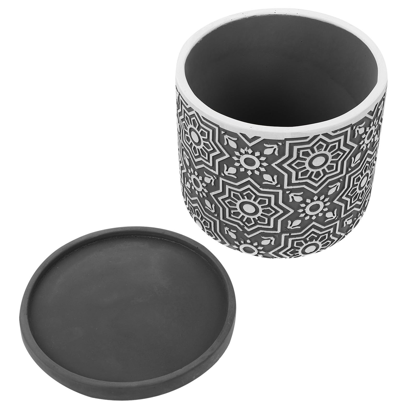 SOIMISS Maceta de Cemento, Maceta para Suculentas con Bandeja, Redonda, para Plantas, Jardinería y Jardín, Fácil de Mantener y Mover
