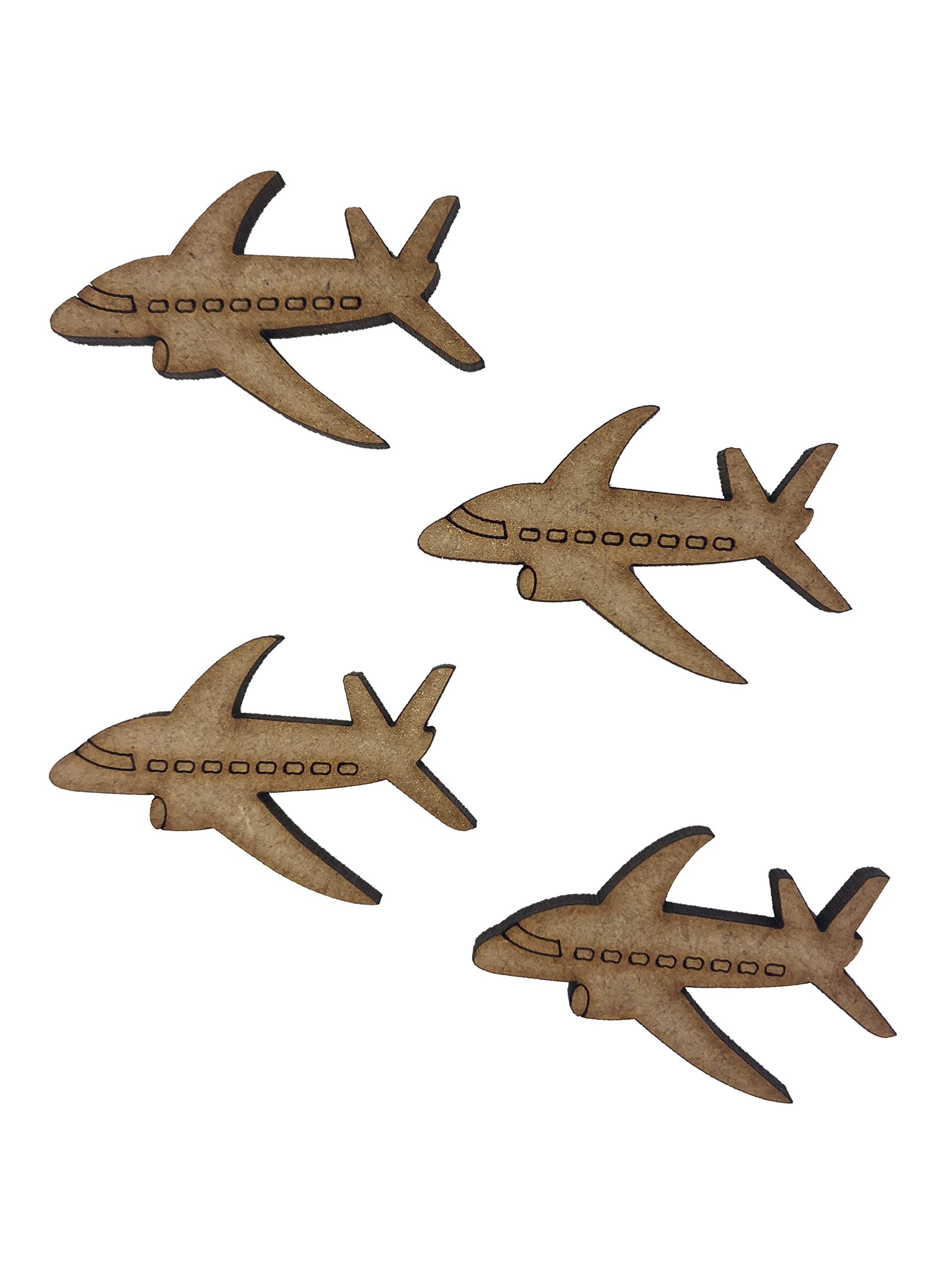 The Crafty Cow 20X Plane With Detail 4Cm Wood Craft Embelishments Laser Cut Shape Mdf