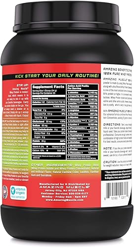 Miniatura 3 de Amazing Muscle 100% proteína de suero en polvo *Fórmula avanzada con aislado de proteína de suero como ingrediente principal junto con concentrado