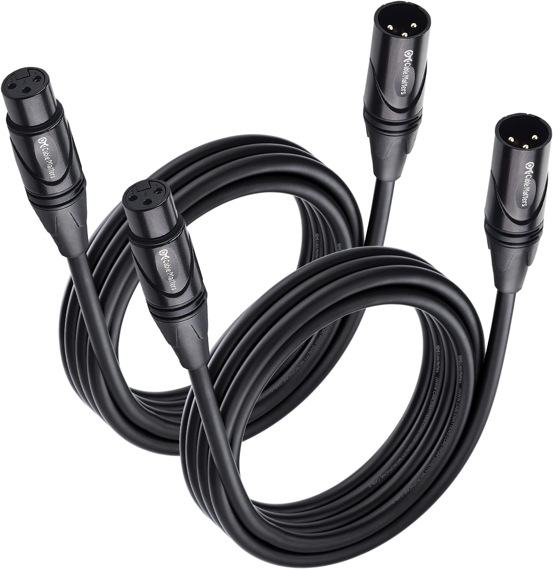 Cable Matters 2Pack Premium XLR to XLR Microphone Cable 3m, XLR Cables, Mic Cable, XLR Cable