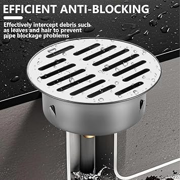 2Pcs Round Stainless Steel Floor Drain, Shower Drain Cover Anti Blocking Drain Grate For Bathroom, Kitchen, Toilet, Bathroom, Shower Room, Toilet, Laundry, Garden, 110 Flat Mouth