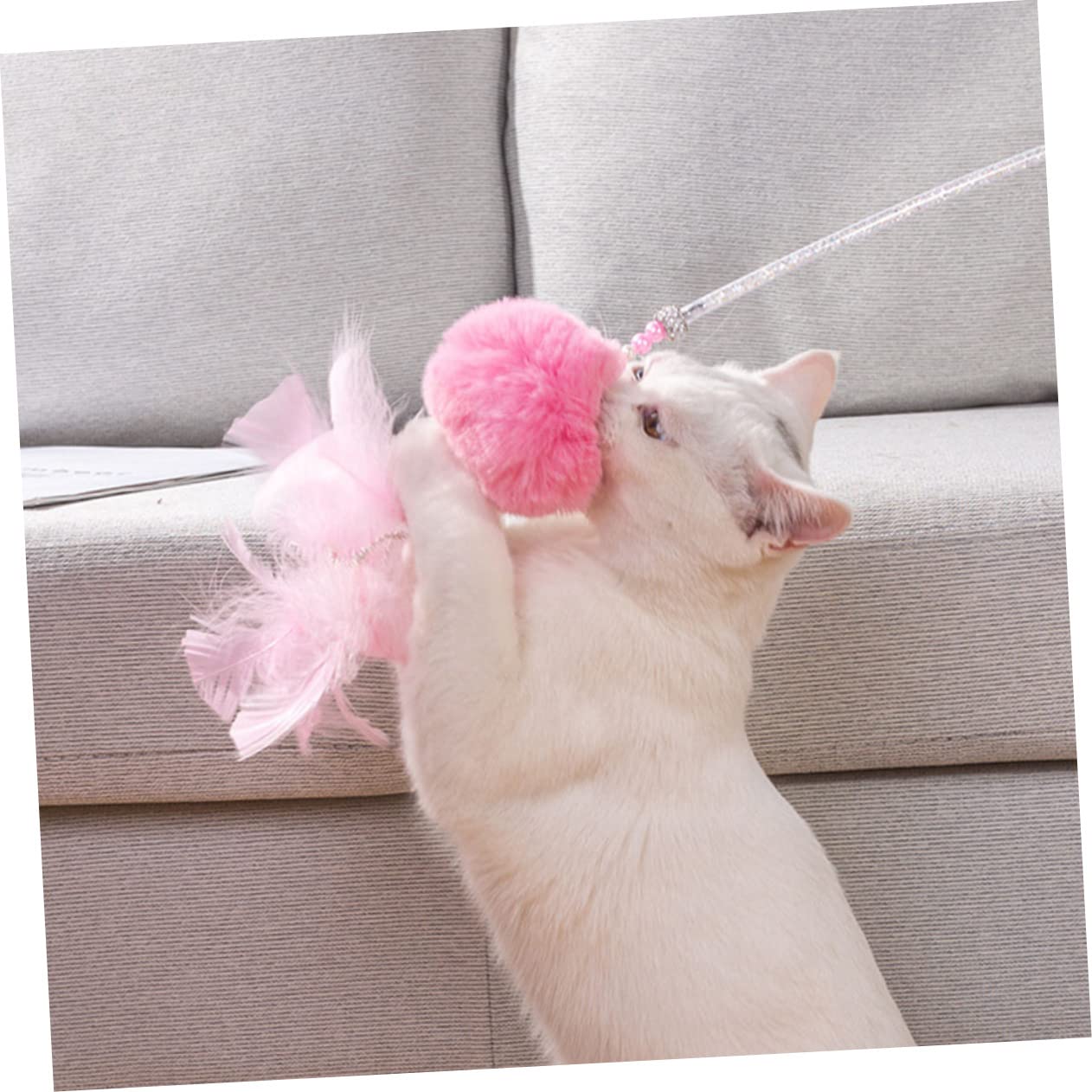 FRCOLOR 6stücke Katzen-Spielzeug Mit Federn Und Pompons Interaktives Katzenspielzeug Für Stunden Voller Spaß Und Bewegung Für Katzenrassen