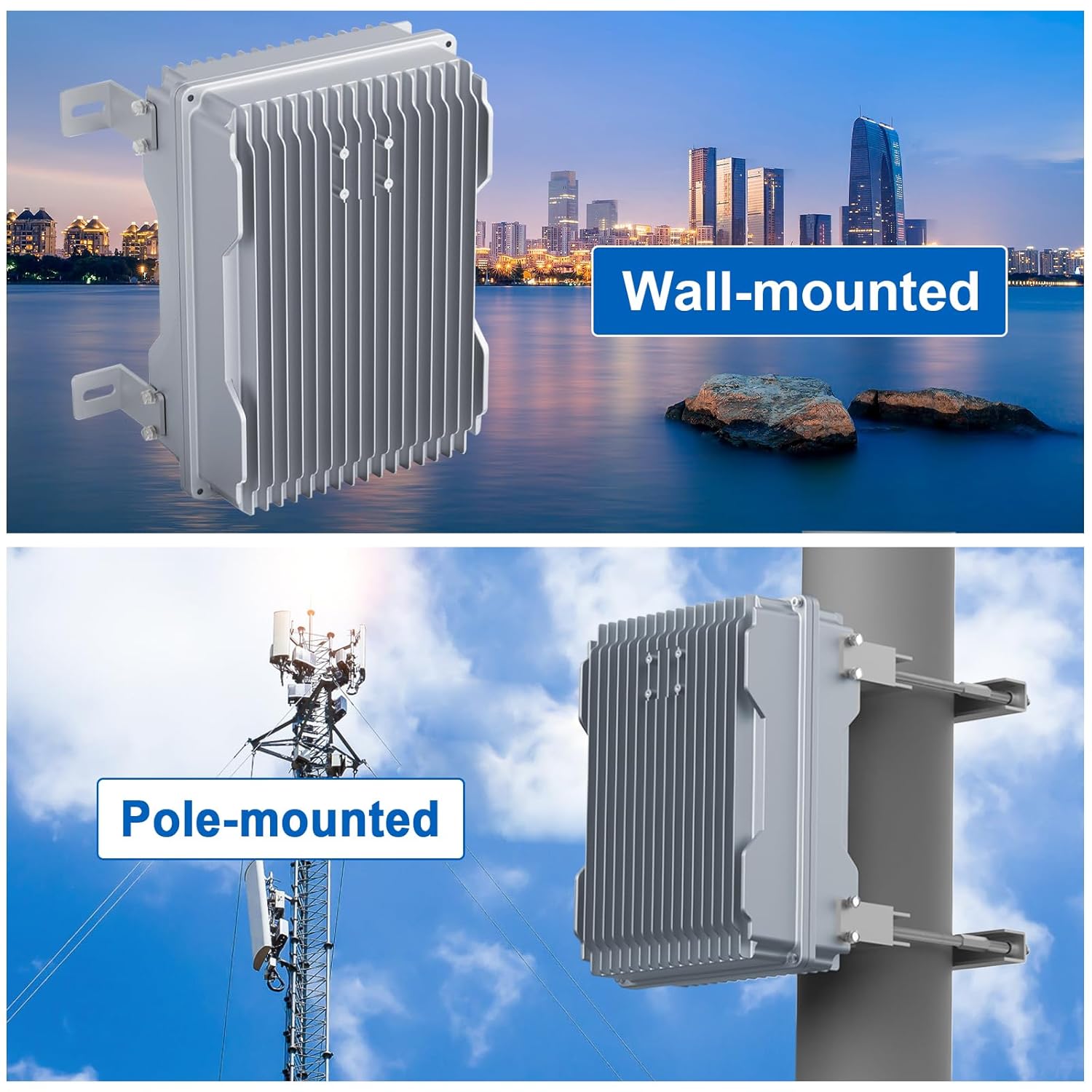 Outdoor Electric Cabinet Chassis Box - IP68 Waterproof Power Solar Cabinet Cast Aluminium Enclosure - Communication Monitoring Wall Mount Electrical Network Enclosure(12.6" x 9.6" x 5.3")