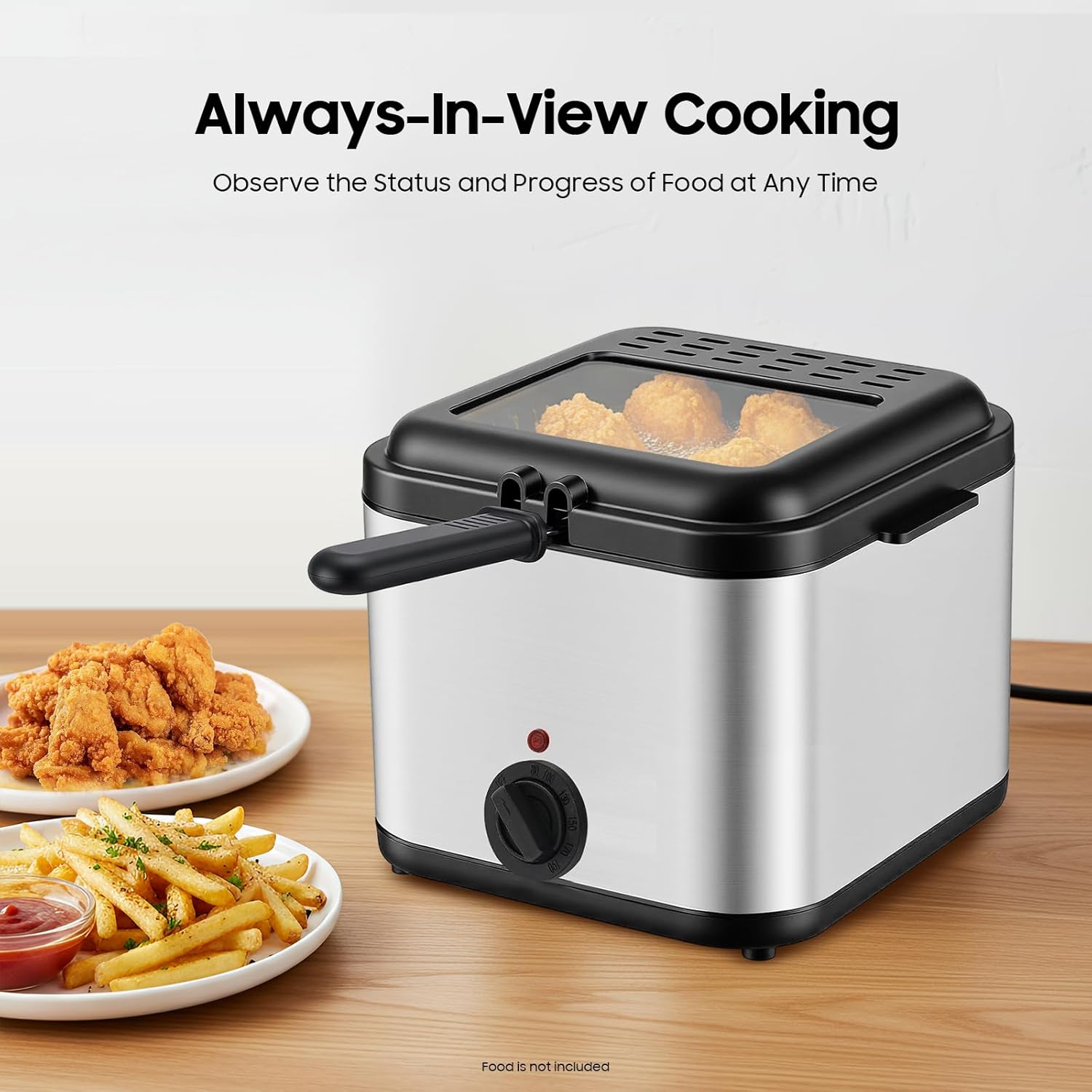 Electric Deep Fryer with Basket, 2.5L Adjustable Temperature Deep Fryer (176-374 ℉) for Chicken, French Fries, Shrimp, Onion Rings