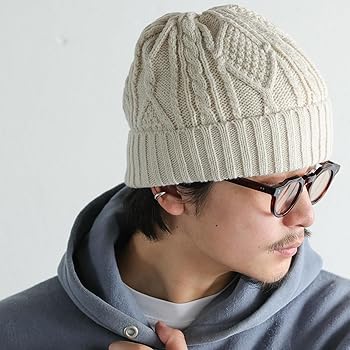 Amazon | [レックハッター] ケーブル編み 裏ボア ニットキャップ