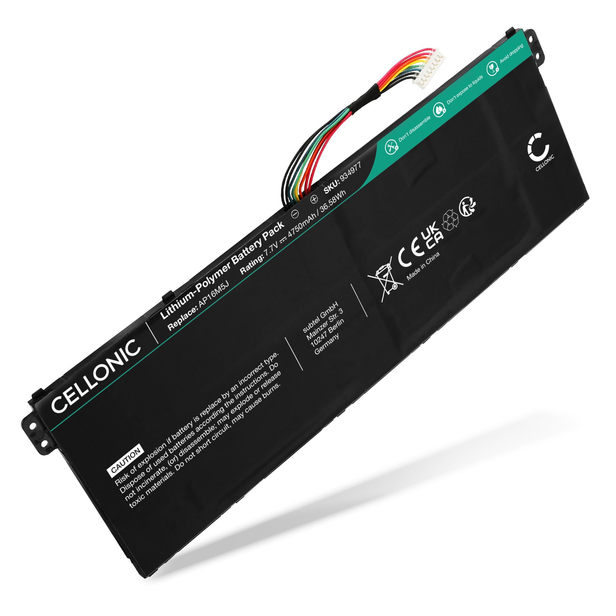 CELLONIC Bateria AP16M5J kompatybilna z Acer Aspire 3, Acer Aspire 1, Acer Extensa 15, Acer AP16M5J 4800mAh 7,4V