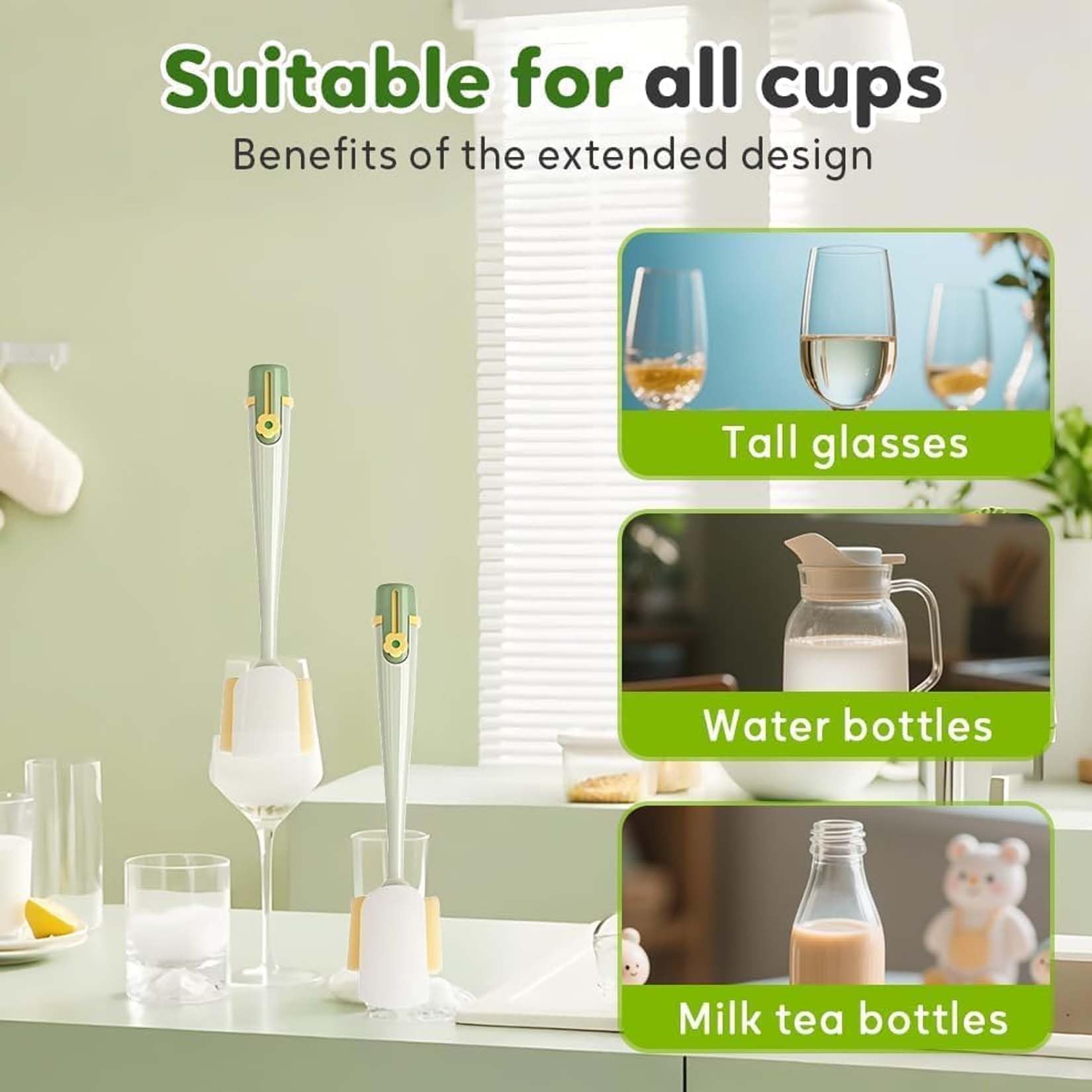 Juego de cepillos de limpieza de botellas 5 en 1, limpiador multifuncional reutilizable para botellas de agua, juego de limpiador portátil de viaje para botellas de agua, tazas, tapas y pajitas (2