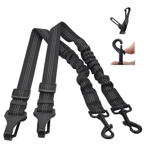 Cinturon Perro Coche, 3 en 1 Ajustable Arnes Perro Coche Con Amortiguación Elástica
