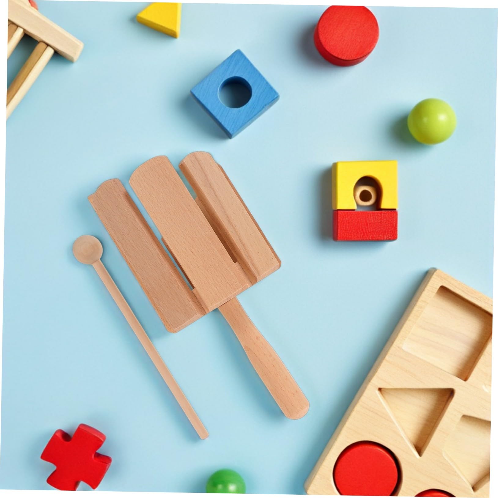Instrumento Musical Infantil Orff de Madera Beige, 2 Piezas