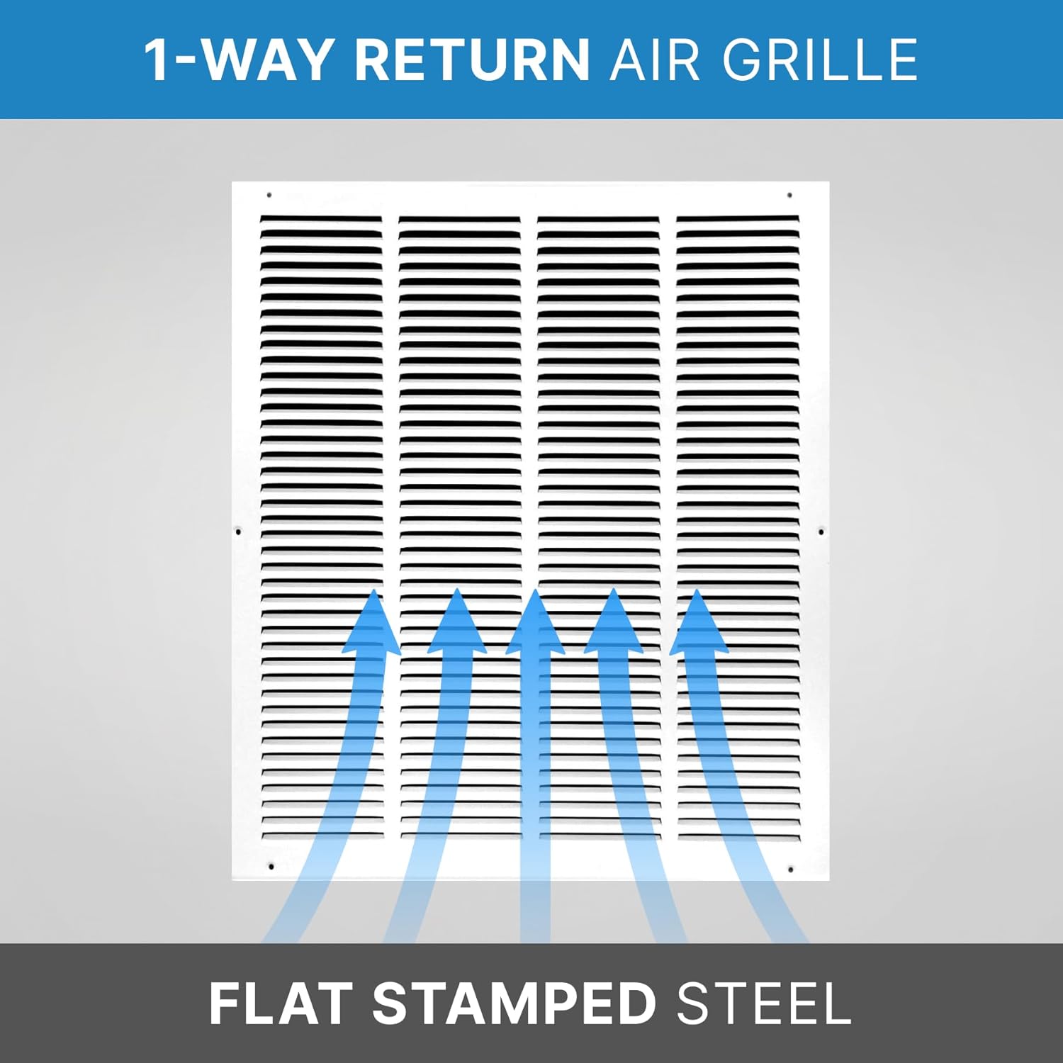 16x22 Return Air Vent Cover Grille for Wall or Ceiling Duct Opening - Flat Stamped Face Air Grill by HVAC Premium - White - Overall Size: 17.75" x 23.75"