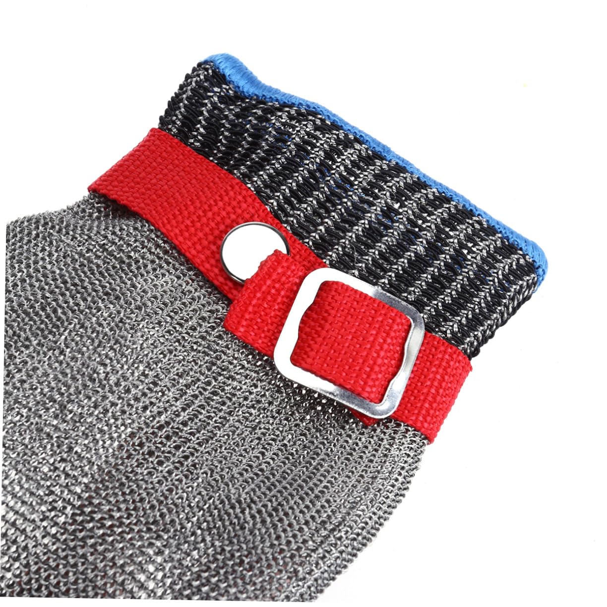 Schnittfeste Arbeitshandschuhe Level Schutz Stab und Schnittresistent mit Metallknopf Edelstahl Draht Mesh für Metzger und Holzschnitzen Einheitsgröße Beidseitig Tragbar