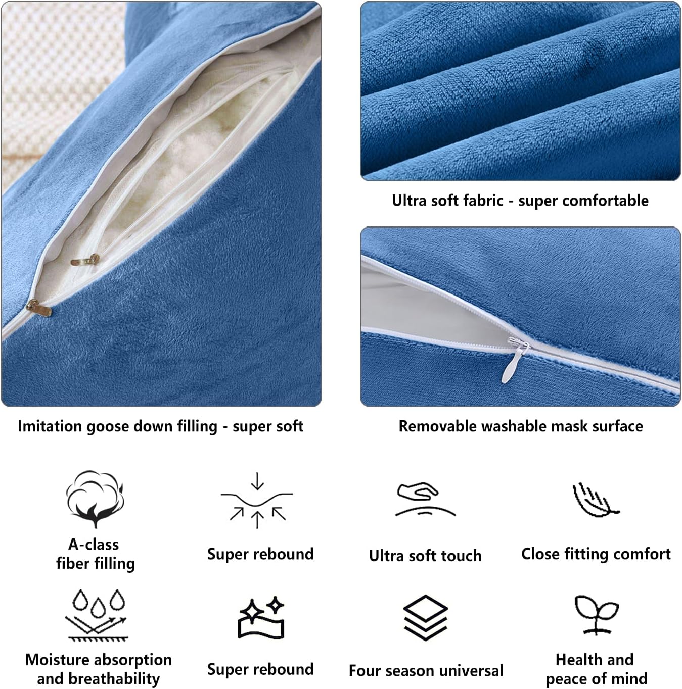 Bed Reading Pillow, Lying or Sitting Up, Back Pillow with Hand Support, for Bed/Sofa/Seat Reading, Mobile Phone, Gaming, TV Watching and Relaxing