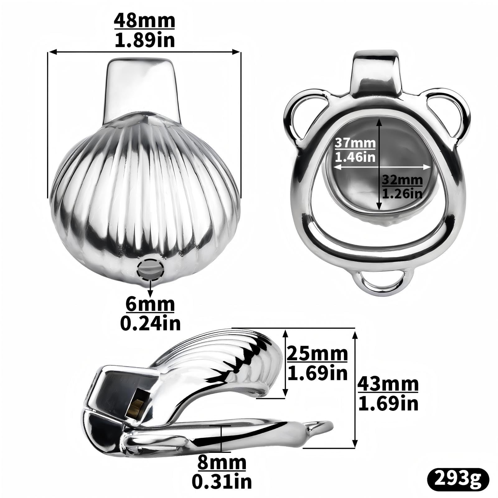 Sex Toýs Homme Cage de Chasteté en Métal Cage Chastetée Masculine avec Serrure Invisible et Ceinture Ceintures de Chasteté Utilisées pour Retenir Les Pénis Des Hommes (Silver,45mm)